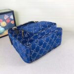 Gucci GG Unisex Small GG Velvet Backpack Blue Beige GG Velvet - Imagen 5