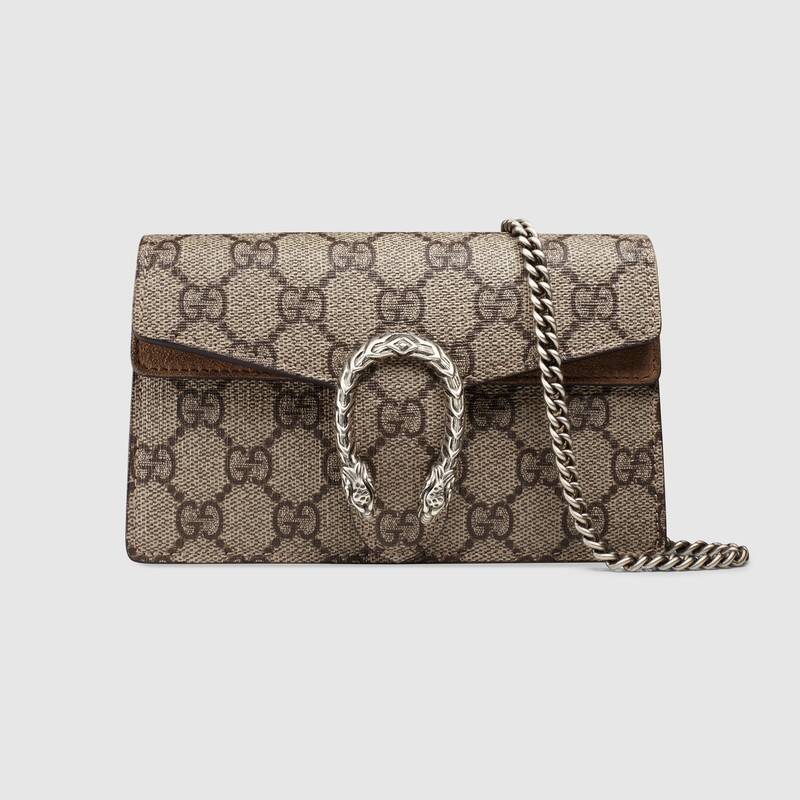 Gucci GG Women Dionysus Super Mini Leather Bag GG Supreme Canvas - LULUX