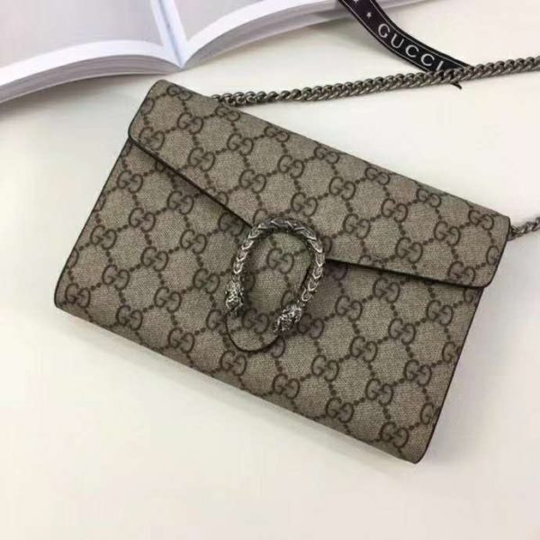 Gucci GG Women Dionysus Super Mini Leather Bag GG Supreme Canvas (6)