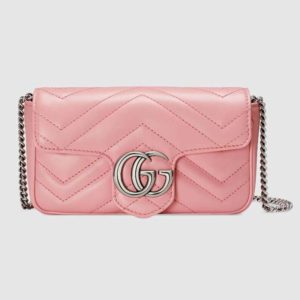 Gucci GG Women GG Marmont Super Mini Bag Matelassé Chevron-Pink