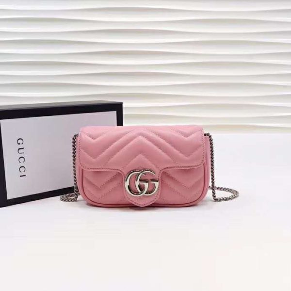 Gucci GG Women GG Marmont Super Mini Bag Matelassé Chevron-Pink (3)