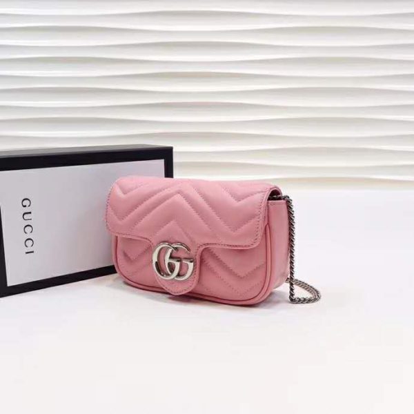 Gucci GG Women GG Marmont Super Mini Bag Matelassé Chevron-Pink (4)