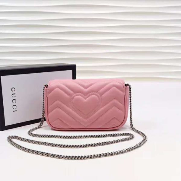 Gucci GG Women GG Marmont Super Mini Bag Matelassé Chevron-Pink 