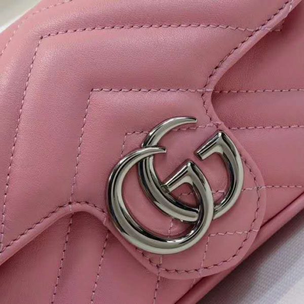 Gucci GG Women GG Marmont Super Mini Bag Matelassé Chevron-Pink (6)