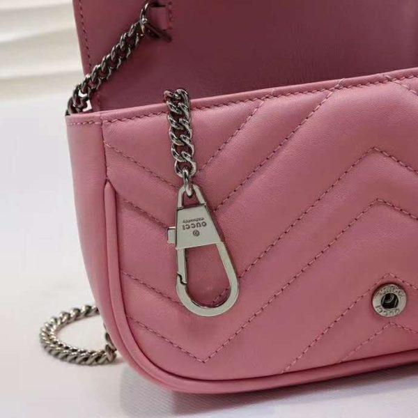 Gucci GG Women GG Marmont Super Mini Bag Matelassé Chevron-Pink (7)