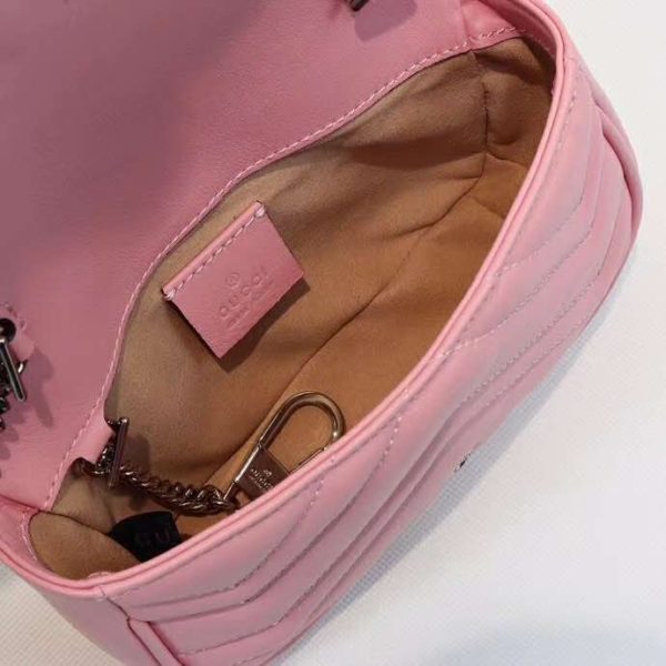 Gucci GG Women GG Marmont Super Mini Bag Matelassé Chevron-Pink (9)