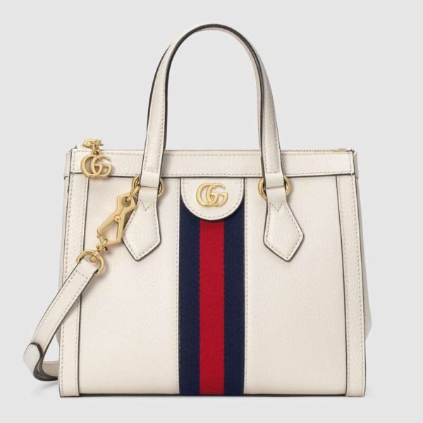 Gucci GG Women Ophidia Small GG Tote Bag White Leather