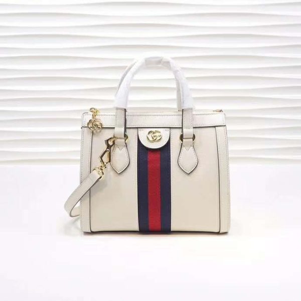 Gucci GG Women Ophidia Small GG Tote Bag White Leather (3)