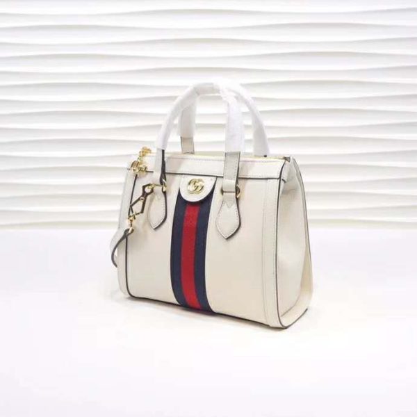 Gucci GG Women Ophidia Small GG Tote Bag White Leather (4)