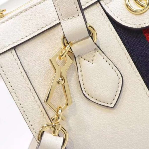 Gucci GG Women Ophidia Small GG Tote Bag White Leather (8)