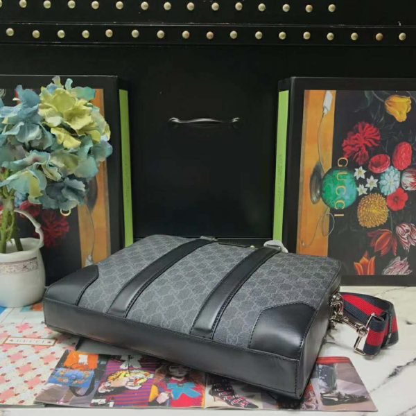 Gucci Unisex GG Black Briefcase BlackGrey GG Supreme Canvas (7)