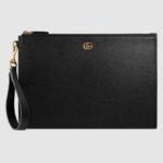 Gucci Unisex GG Marmont Leather Pouch Black Metal-Free Tanned