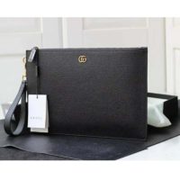 Gucci Unisex GG Marmont Leather Pouch Black Metal-Free Tanned