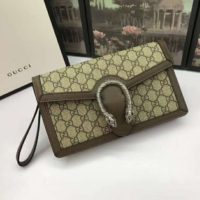 Gucci Women Dionysus GG Supreme Clutch BeigeEbony GG Supreme Canvas