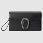 Gucci Women Dionysus Leather Clutch Metal-Free Tanned Leather-Black