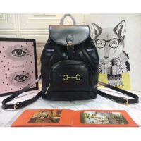 Gucci Women GG Gucci Horsebit 1955 Backpack in Black Leather