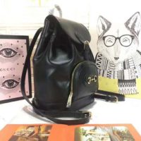 Gucci Women GG Gucci Horsebit 1955 Backpack in Black Leather