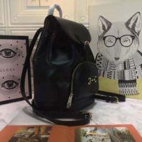 Gucci Women GG Gucci Horsebit 1955 Backpack in Black Leather