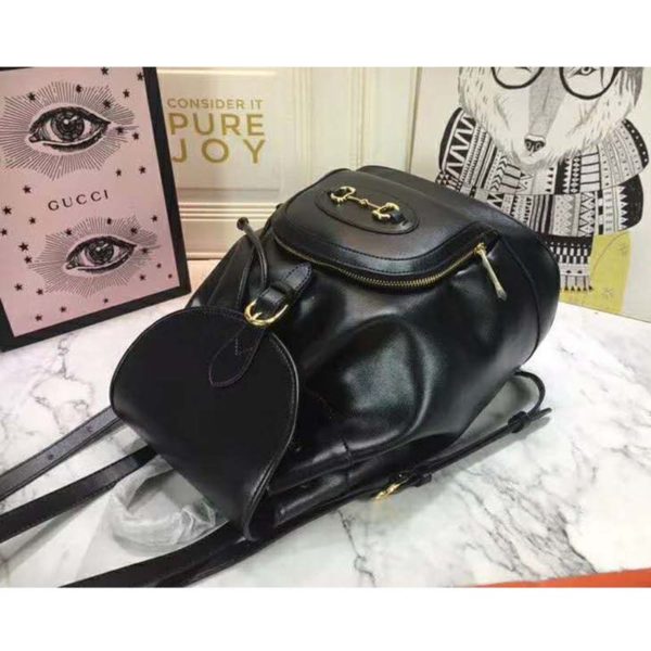 Gucci Women GG Gucci Horsebit 1955 Backpack in Black Leather (7)