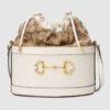 Gucci Women GG Gucci Horsebit 1955 Bucket Bag-White