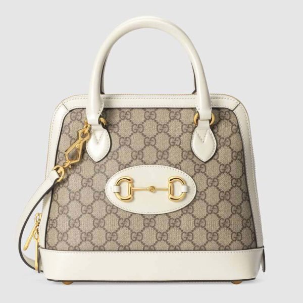 Gucci Women GG Gucci Horsebit 1955 Small Top Handle Bag-White