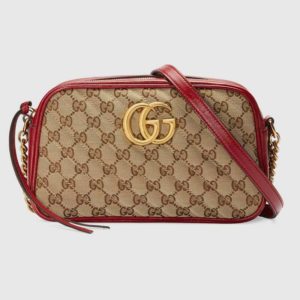 Gucci Women GG Marmont Small Shoulder Bag Matelassé Original Canvas-Red