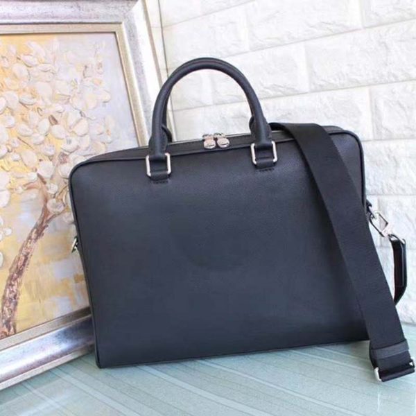 Louis Vuitton LV Men Alex Briefcase Embossed Taiga Cowhide Leather (5)