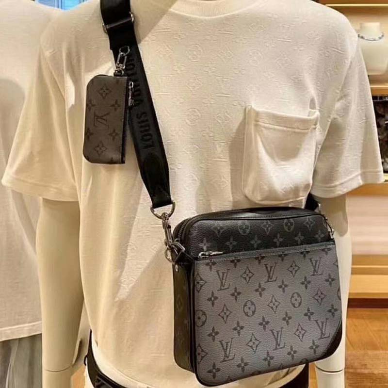 LV Monogram Eclipse Pochette Trio M69443  Lv crossbody bag, Lv sling bag  for men, Sling bag for men