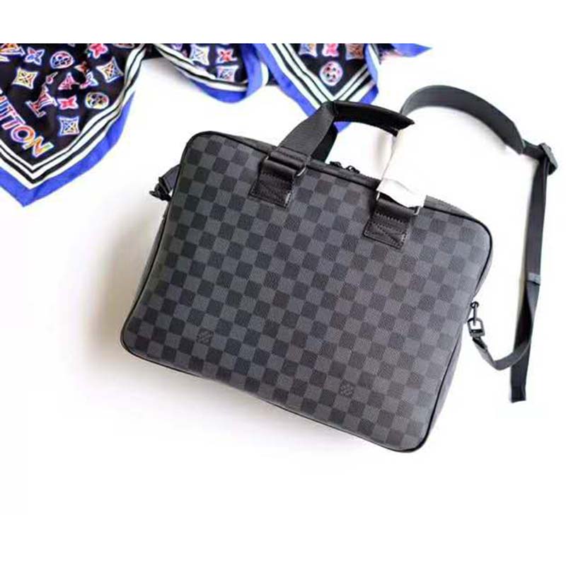 Louis Vuitton LV Men Utility Business Bag Damier Graphite Canvas - LULUX