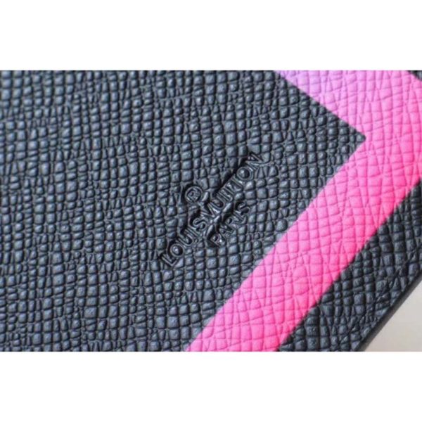 Louis Vuitton LV Unisex Brazza Wallet Black Taiga Leather (9)