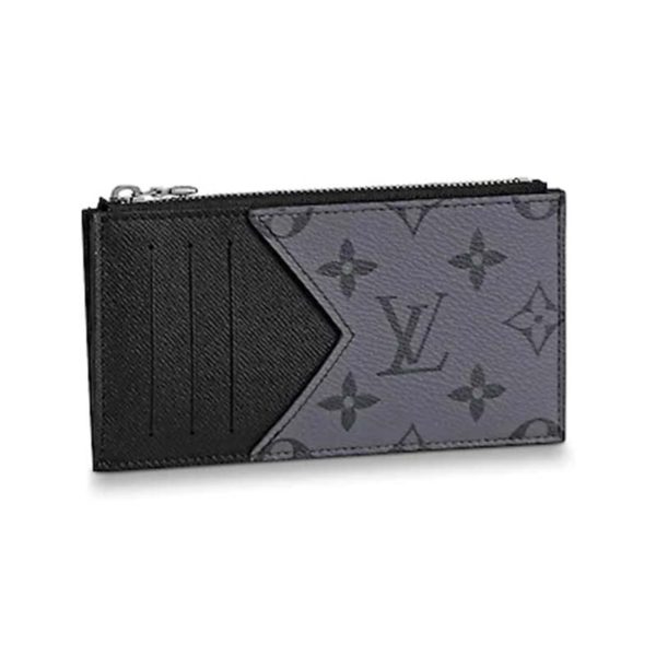 Louis Vuitton LV Unisex Coin Card Holder Monogram Eclipse Coated Canvas