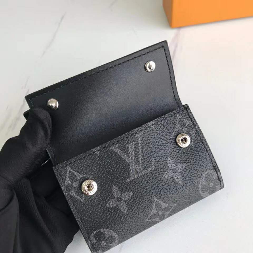 Louis Vuitton Discovery Compact Wallet Monogram Eclipse Reverse Gray in  Coated Canvas with Silver-tone - US