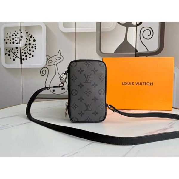Louis Vuitton LV Unisex Double Phone Pouch Monogram Eclipse Canvas (11)