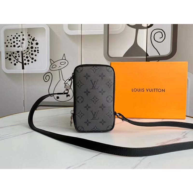 Louis Vuitton LV Unisex Double Phone Pouch Monogram Eclipse Canvas - LULUX