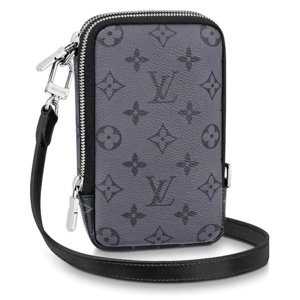 Louis Vuitton LV Unisex Double Phone Pouch Monogram Eclipse Canvas