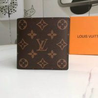 Louis Vuitton LV Unisex Marco Wallet Monogram Coated Canvas-Brown