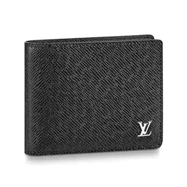 Louis Vuitton LV Unisex Multiple Wallet Taiga Cowhide Leather-Black - LULUX