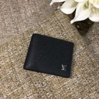 Louis Vuitton LV Unisex Multiple Wallet Taiga Cowhide Leather-Black