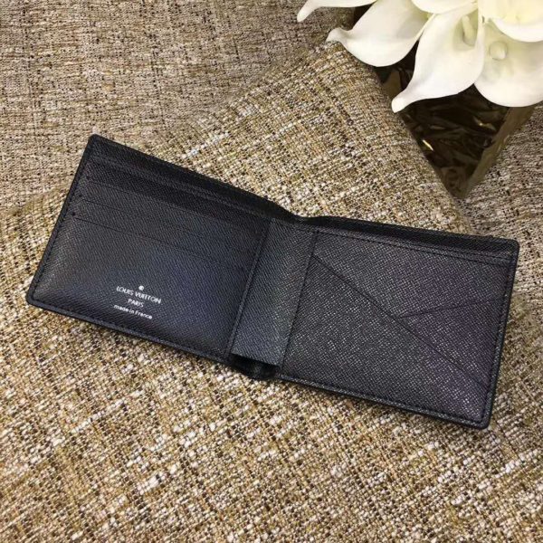 Louis Vuitton LV Unisex Multiple Wallet Taiga Cowhide Leather-Black (4)