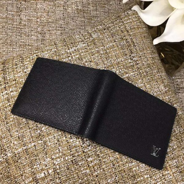 Louis Vuitton LV Unisex Multiple Wallet Taiga Cowhide Leather-Black (5)