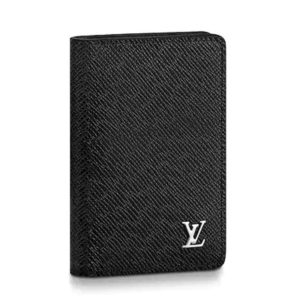 Louis Vuitton LV Unisex Pocket Organizer Taiga Cowhide Leather-Black