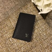 Louis Vuitton LV Unisex Pocket Organizer Taiga Cowhide Leather-Black