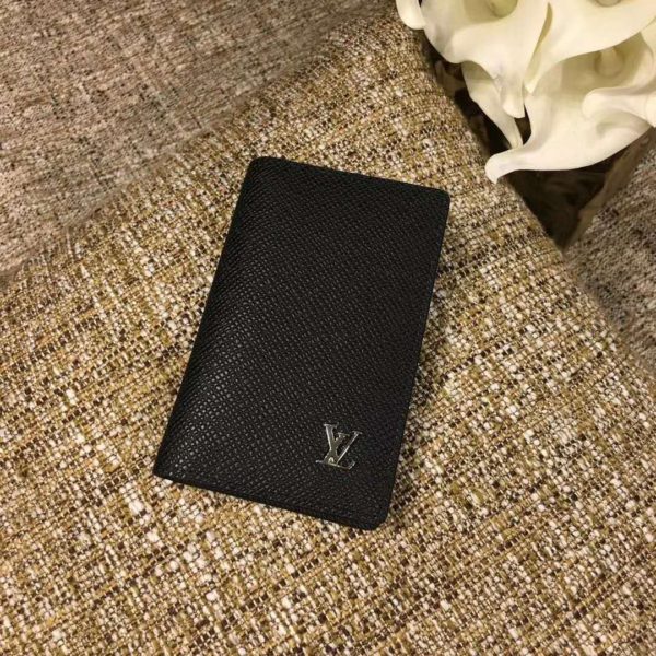 Louis Vuitton LV Unisex Pocket Organizer Taiga Cowhide Leather-Black (2)