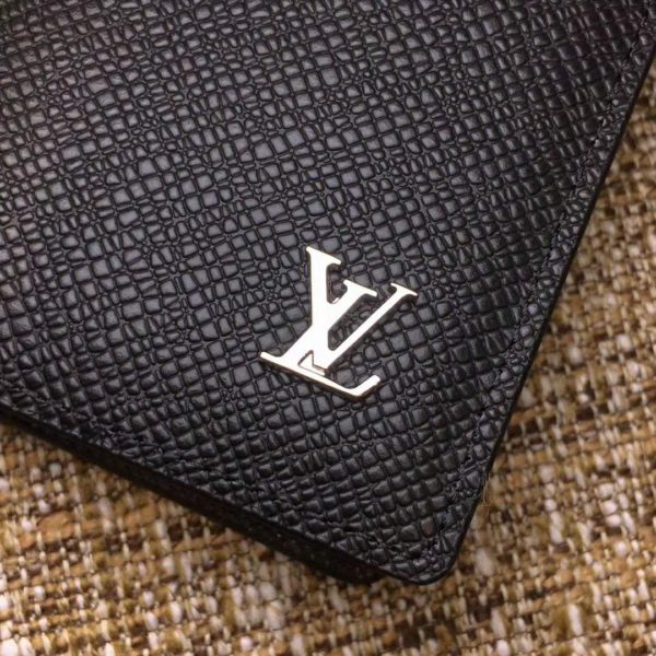 Louis Vuitton LV Unisex Pocket Organizer Taiga Cowhide Leather-Black (6)