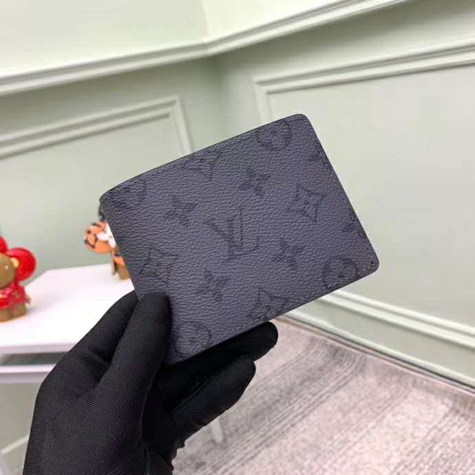 Louis Vuitton LV slender wallet eclipse Grey Leather ref.270366