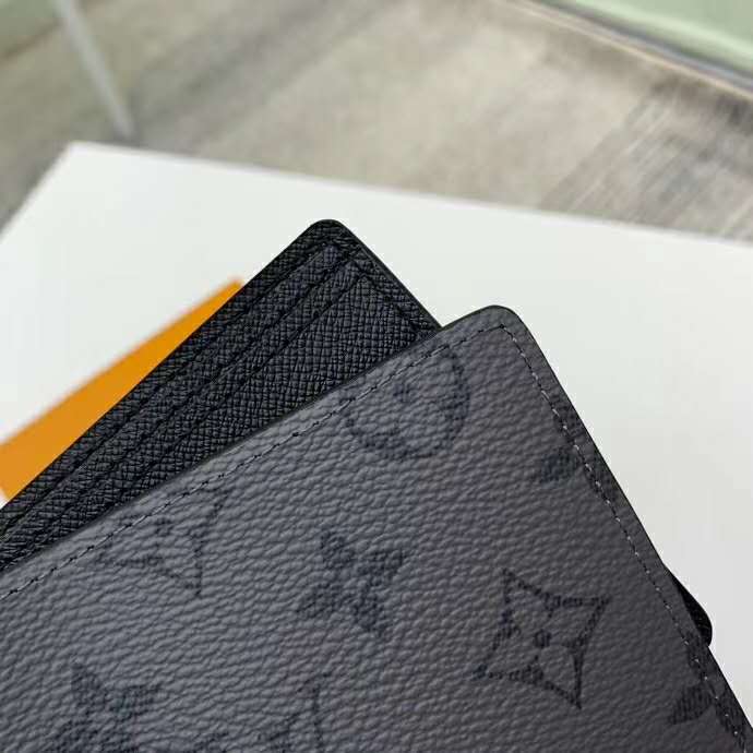 Louis Vuitton LV slender wallet eclipse Grey Leather ref.270366