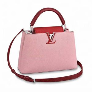 Louis Vuitton LV Women Capucines PM Handbag Taurillon Leather-Pink