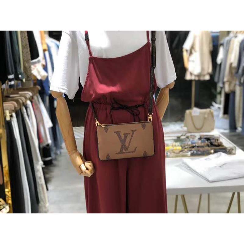 Louis Vuitton Double Zip Pochette in Monogram Giant Reverse & Monogram  Coated Canvas