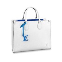 Louis Vuitton LV Women Onthego MM Tote Bag Epi Grained Leather-White