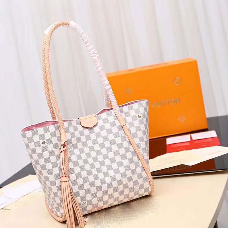 Louis Vuitton Propriano Tote Damier Azur Braided White Coated Canvas Bag